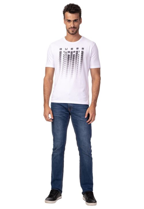 Camiseta Regular Estampada Degradê 1981 Guess Branco