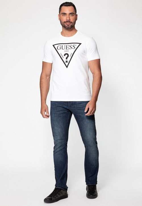 Camiseta Logo Triangulo Relevo Guess Branco