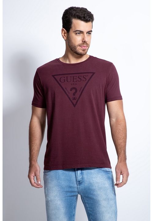 Camiseta Logo Triangulo Relevo Guess Vinho