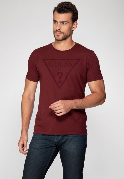 Camiseta Logo Triangulo Relevo Guess Vinho