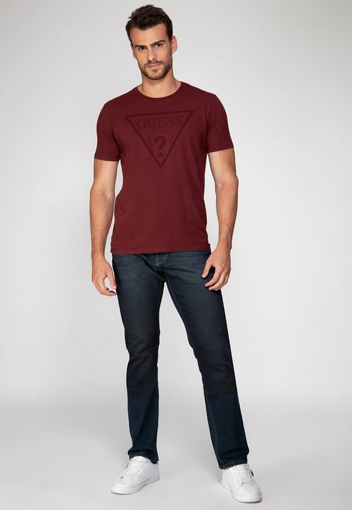 Camiseta Logo Triangulo Relevo Guess Vinho