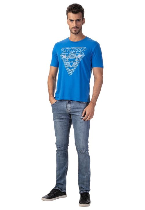 Camiseta Silk Double Guess Azul