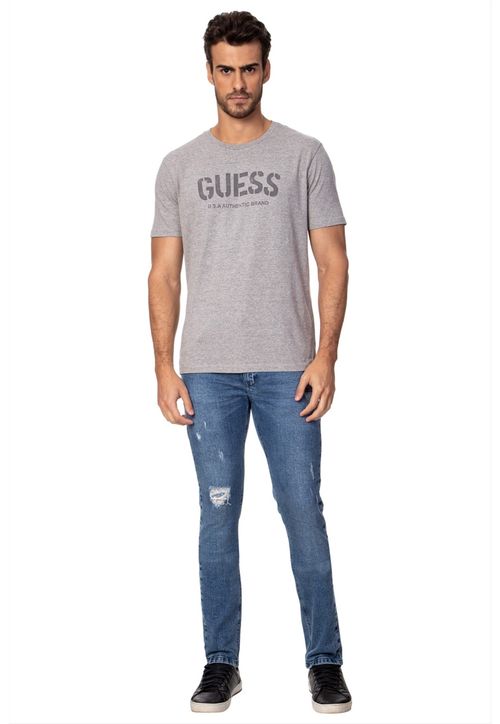 Calça Jeans Skinny Destroyed Guess Azul Claro
