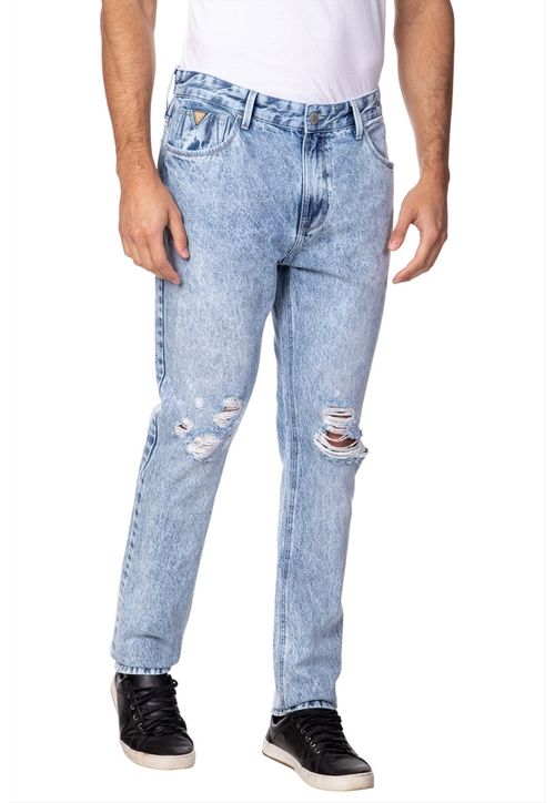 Calça Jeans Slim Tappered Estonada Guess Azul Claro