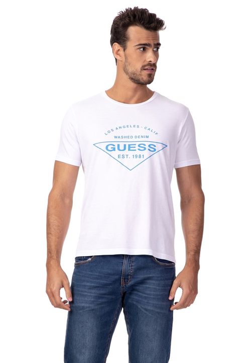 Camiseta Regular Los Angeles California Guess Branco