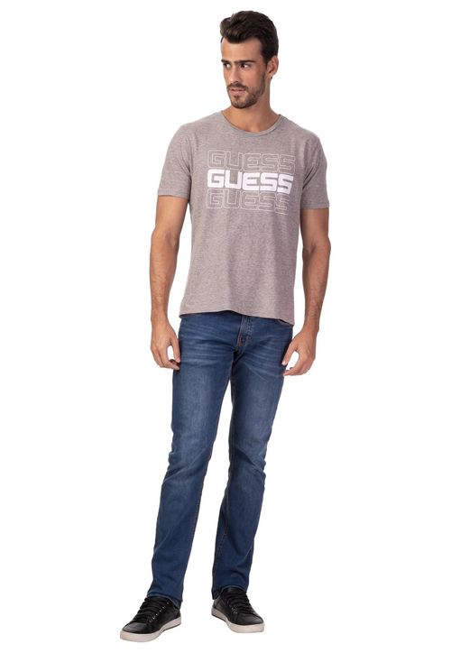 Camiseta Logo Vazado Guess Cinza