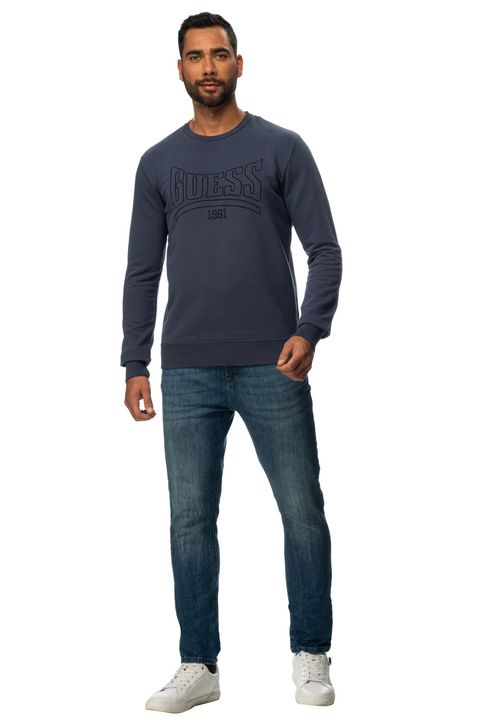 Blusa de Moletom Bordado Guess 1981 Azul