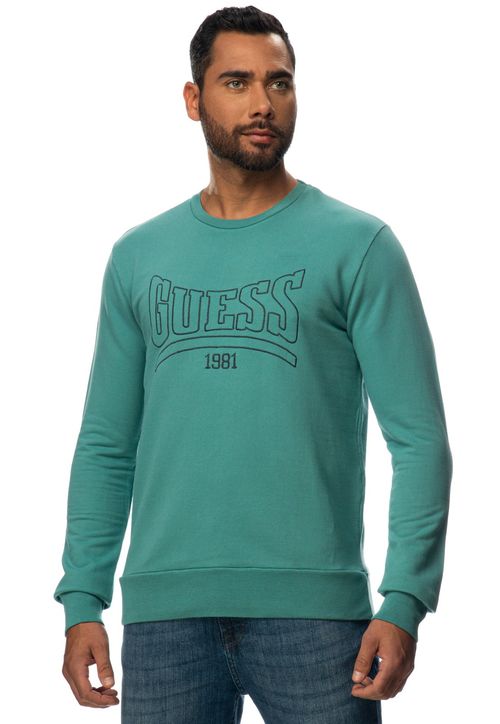 Blusa de Moletom Bordado Guess 1981 Verde Claro