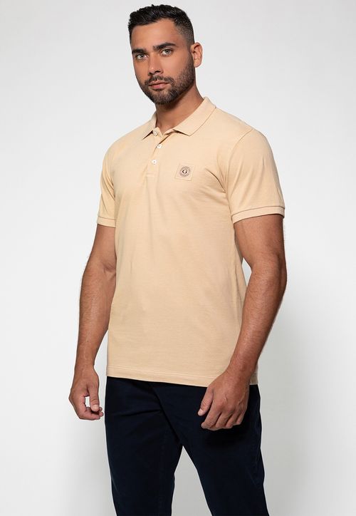 Camisa Polo Guess Patch Peq Guess Bege