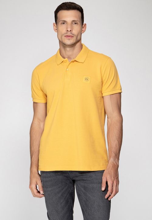 Camisa Polo Guess Patch Peq Guess Amarelo Queimado
