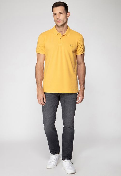 Camisa Polo Guess Patch Peq Guess Amarelo Queimado