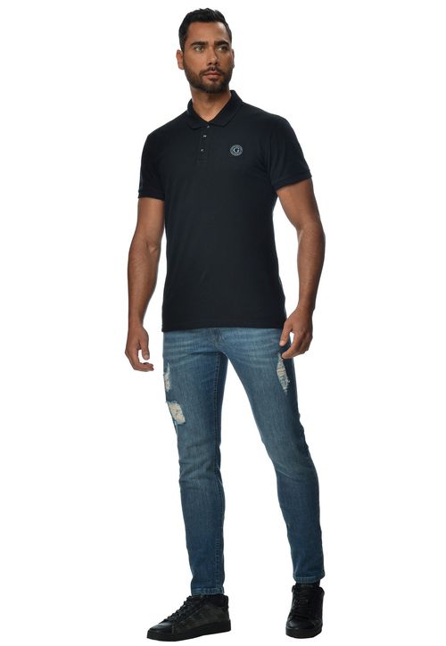 Camisa Polo Guess Patch Peq Guess Preto