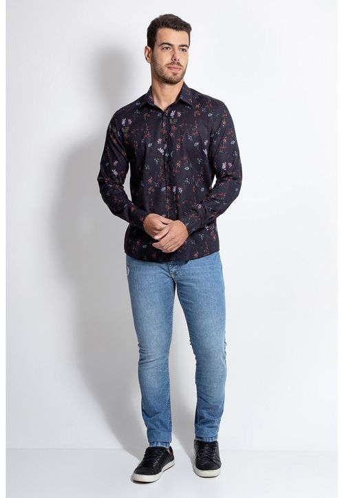 Camisa Manga Longa Estampa Liberty Guess Branco
