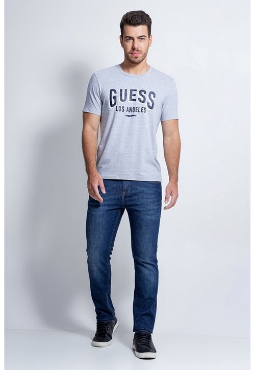 Camiseta Silk Craquelado Los Angeles Guess Cinza