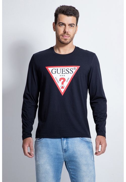 Camiseta Silk Craquelado Guess Preto