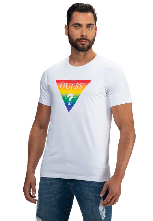 Camiseta Pride Logo Triangulo Guess Branco