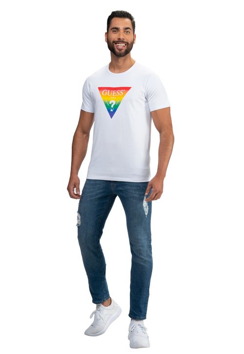 Camiseta Pride Logo Triangulo Guess Branco