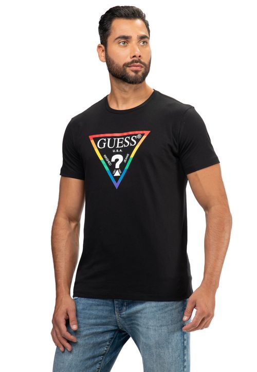 Camiseta Pride Triangulo Vazado Guess Preto