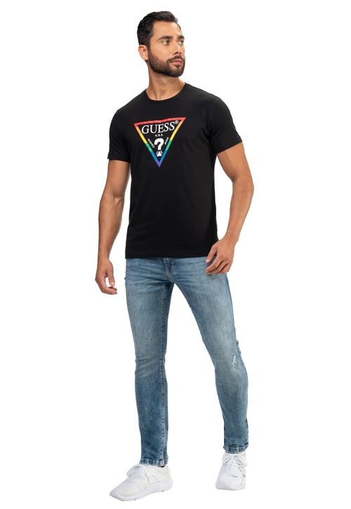 Camiseta Pride Triangulo Vazado Guess Preto