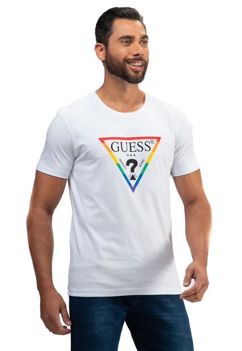 Camiseta Pride Triangulo Vazado Guess Branco