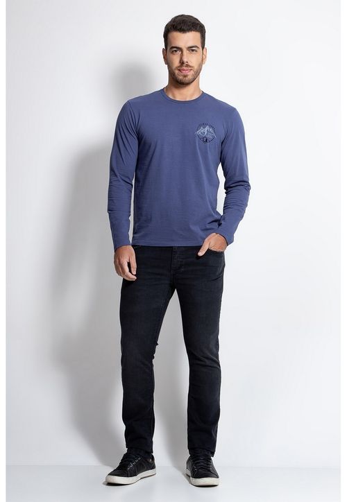Camiseta Manga Longa Silk Montanhas Azul