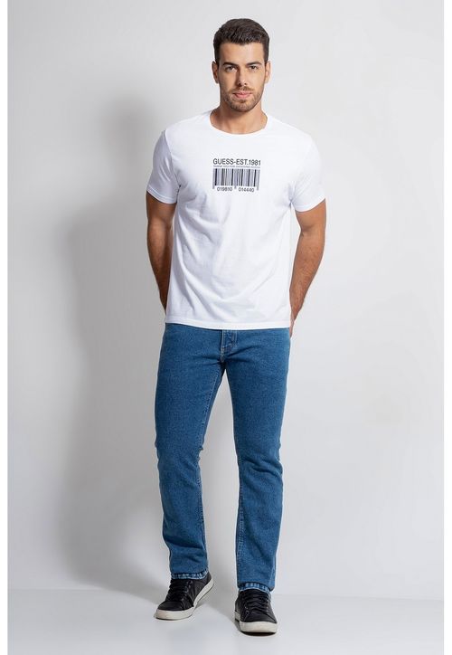 Camiseta Silk Código de Barras Guess Branco