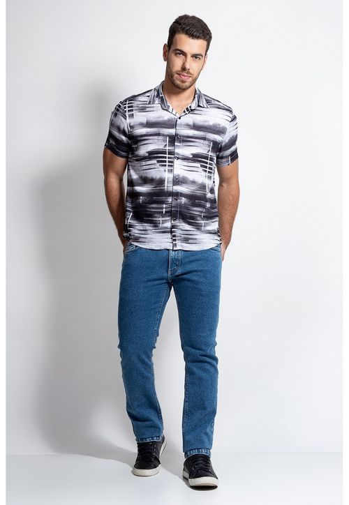 Camisa Manga Curta Estampa Geométrica Guess Branco