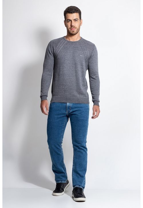 Pullover Tricot Ombro Guess Cinza