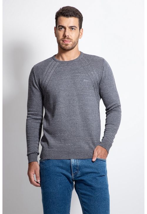 Pullover Tricot Ombro Guess Cinza