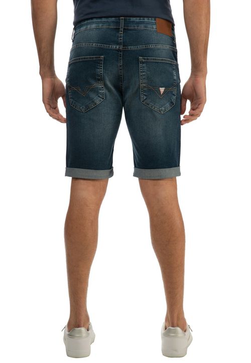Bermuda Jeans Barra Dobrada Guess Azul Escuro