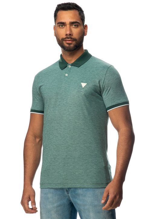 Camisa Polo Mescla Guess Verde Escuro