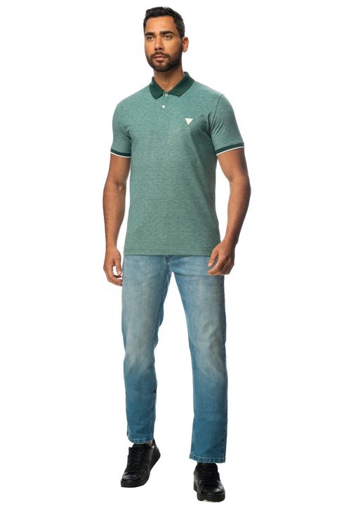 Camisa Polo Mescla Guess Verde Escuro