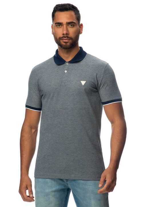 Camisa Polo Mescla Guess Azul Escuro