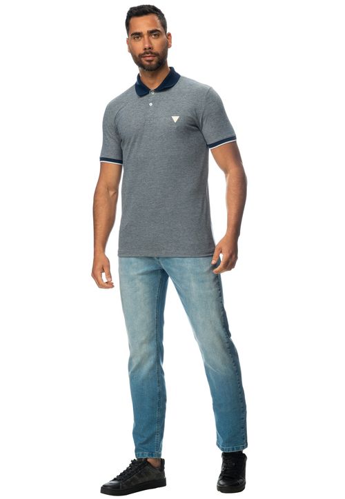 Camisa Polo Mescla Guess Azul Escuro