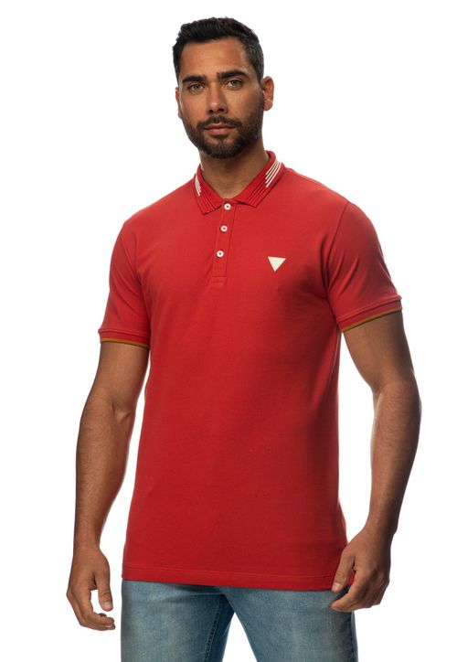 Camisa Polo Friso Gola Guess Vermelho