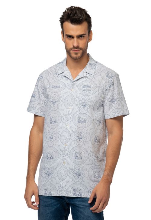 Camisa Manga Curta Estampada Guess Branco