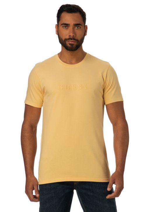 Camiseta Logo Bordado Guess Amarelo