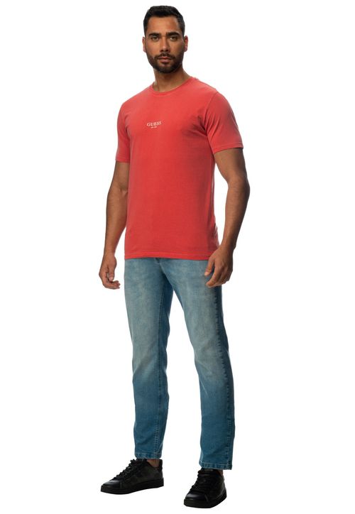 Camiseta Guess Silk Laser Estonada Vermelho