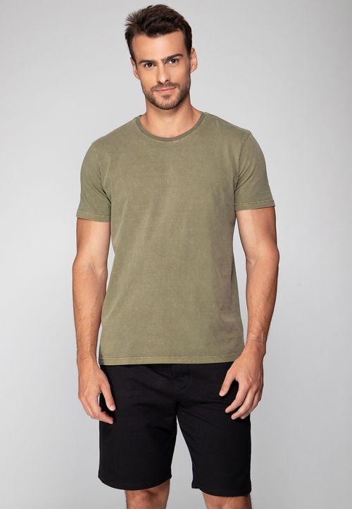 Camiseta Guess Silk Laser Estonada Verde Escuro