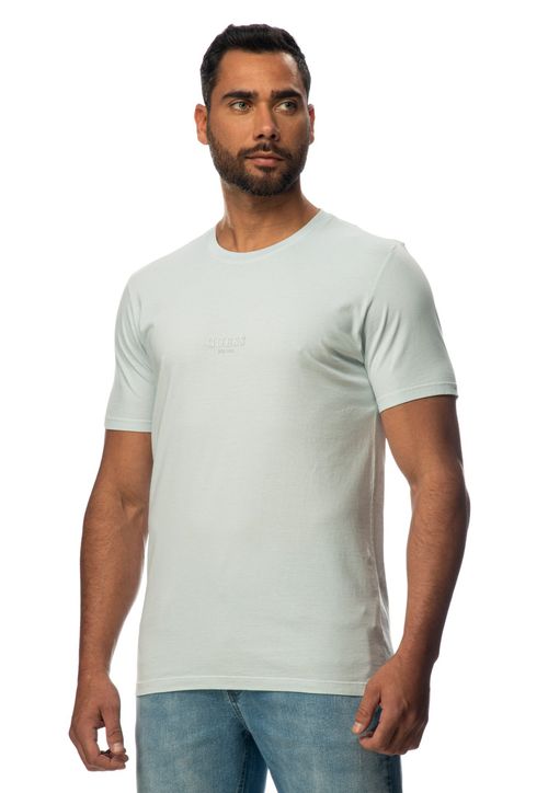Camiseta Guess Silk Laser Estonada Azul Claro