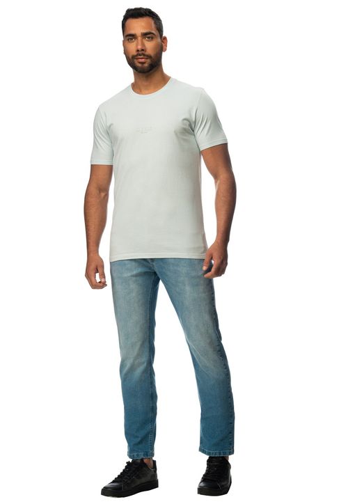 Camiseta Guess Silk Laser Estonada Azul Claro
