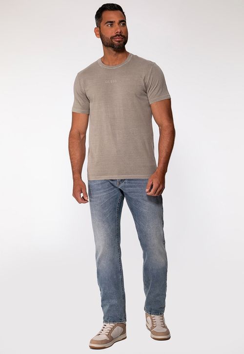 Camiseta Guess Silk Laser Estonada Bege