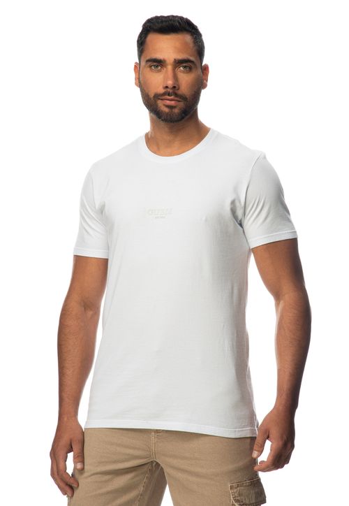 Camiseta Guess Silk Laser Estonada Branco
