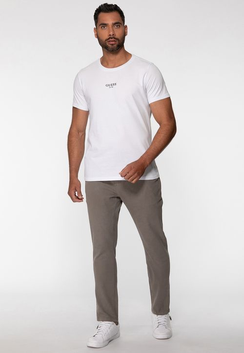 Camiseta Guess Silk Laser Estonada Branco