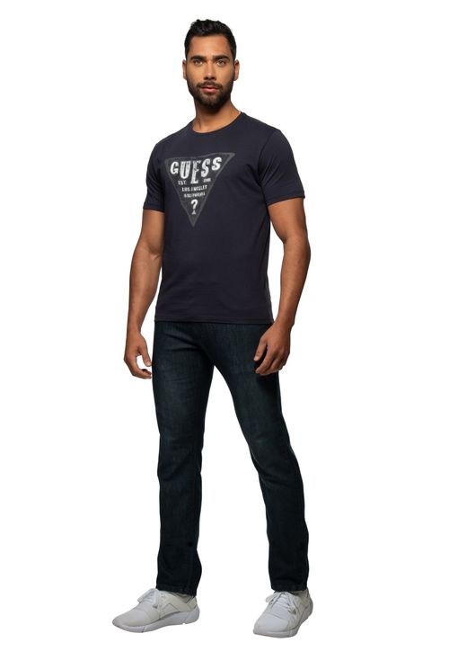 Camiseta Logo Estonado Los Angeles Guess Azul Escuro