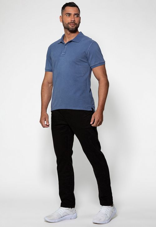 Camisa Polo Bordado Guess Azul