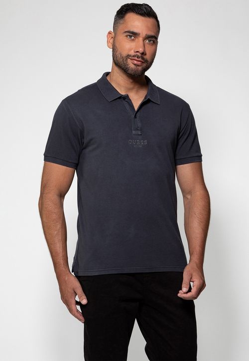 Camisa Polo Bordado Guess Preto