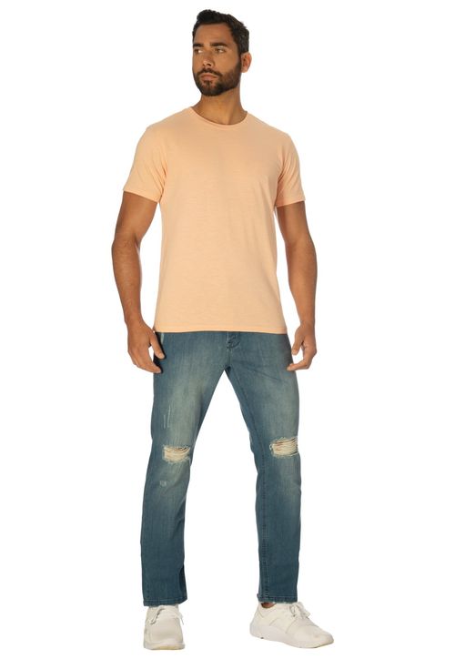 Camiseta Bordado Manuscrito Pequeno Laranja Claro