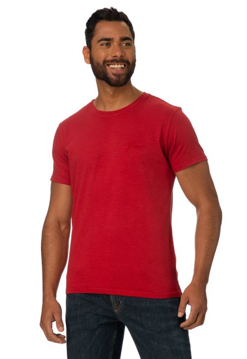 Camiseta Bordado Manuscrito Pequeno Vermelho