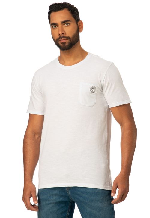 Camiseta Bolso Com Patch Guess Branco